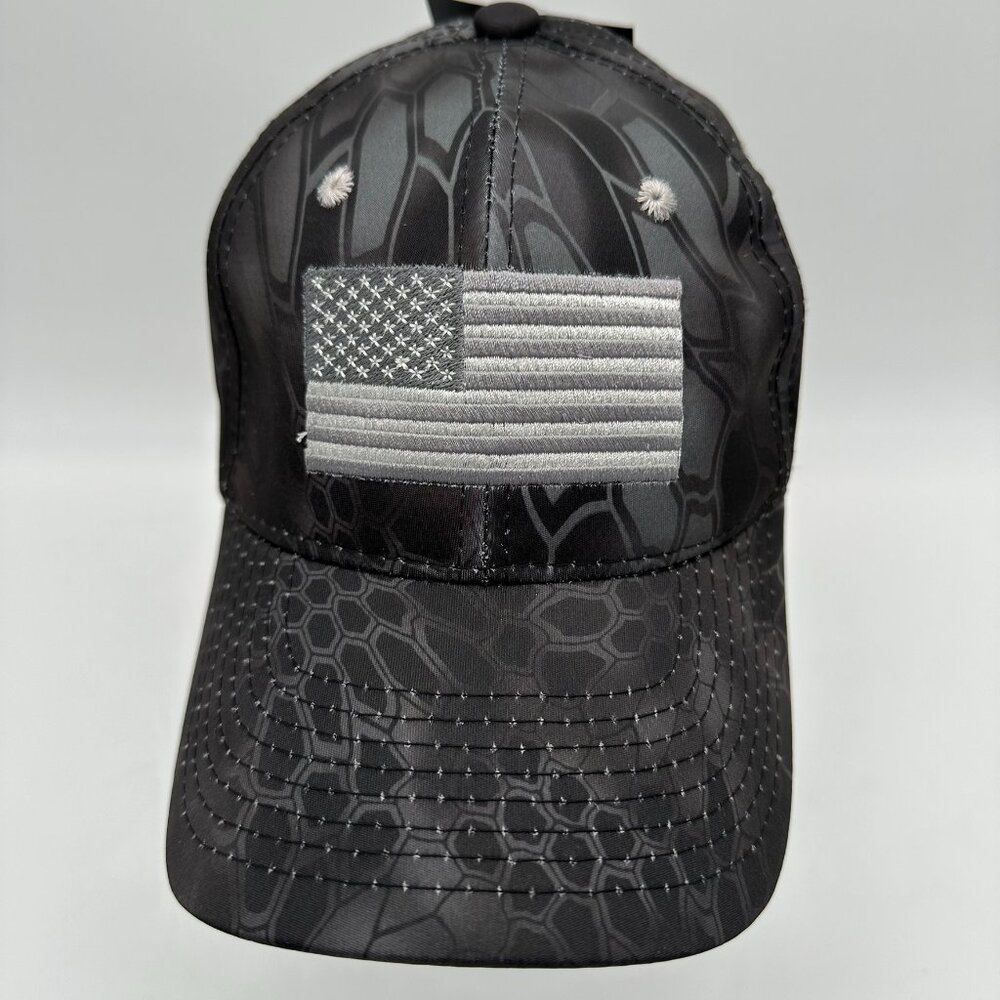 Kryptek Highlander Subdued Adjustable USA Flag Performance Cap OSFM, Typhon/Gray